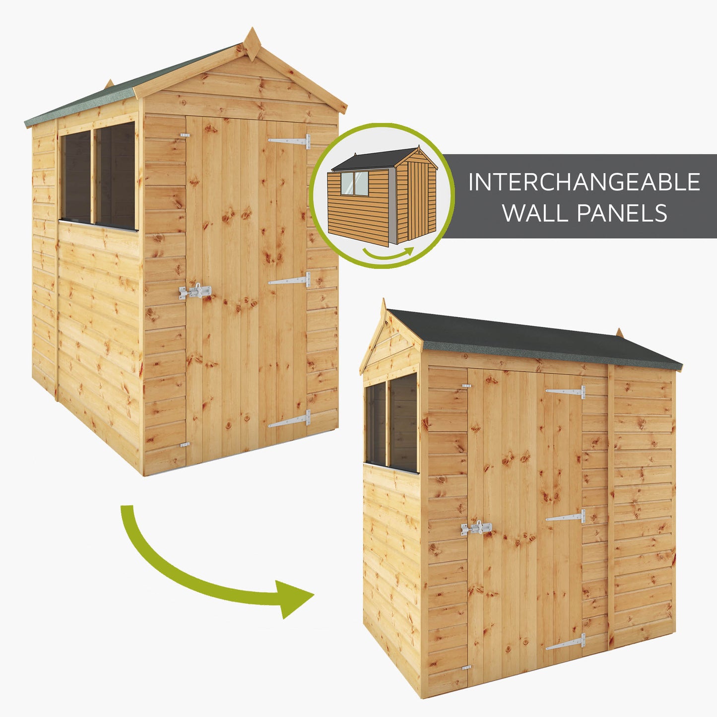 Mercia 8 x 6 Shiplap Reverse Apex Wooden Shed