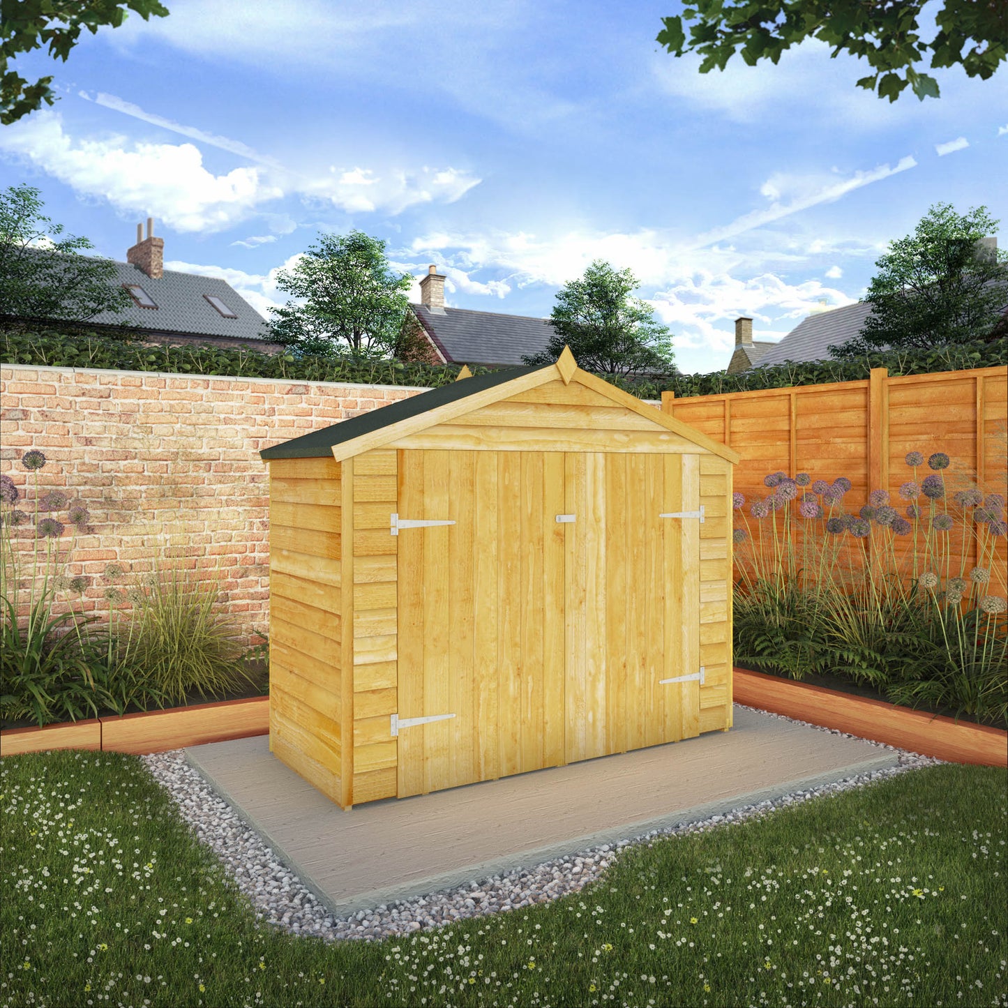 7 x 3 Value Overlap Double Door Apex Wooden Bike Shed