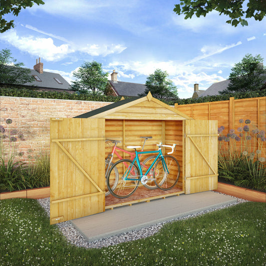 7 x 3 Value Overlap Double Door Apex Wooden Bike Shed