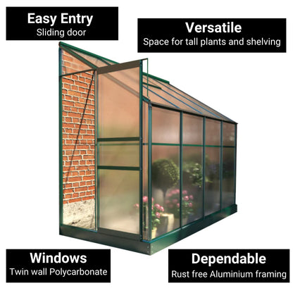 Polycarbonate Lean-To Greenhouse - Choose Size