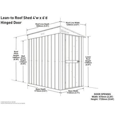 Globel Lean-To Metal Garden Shed - Choose Size