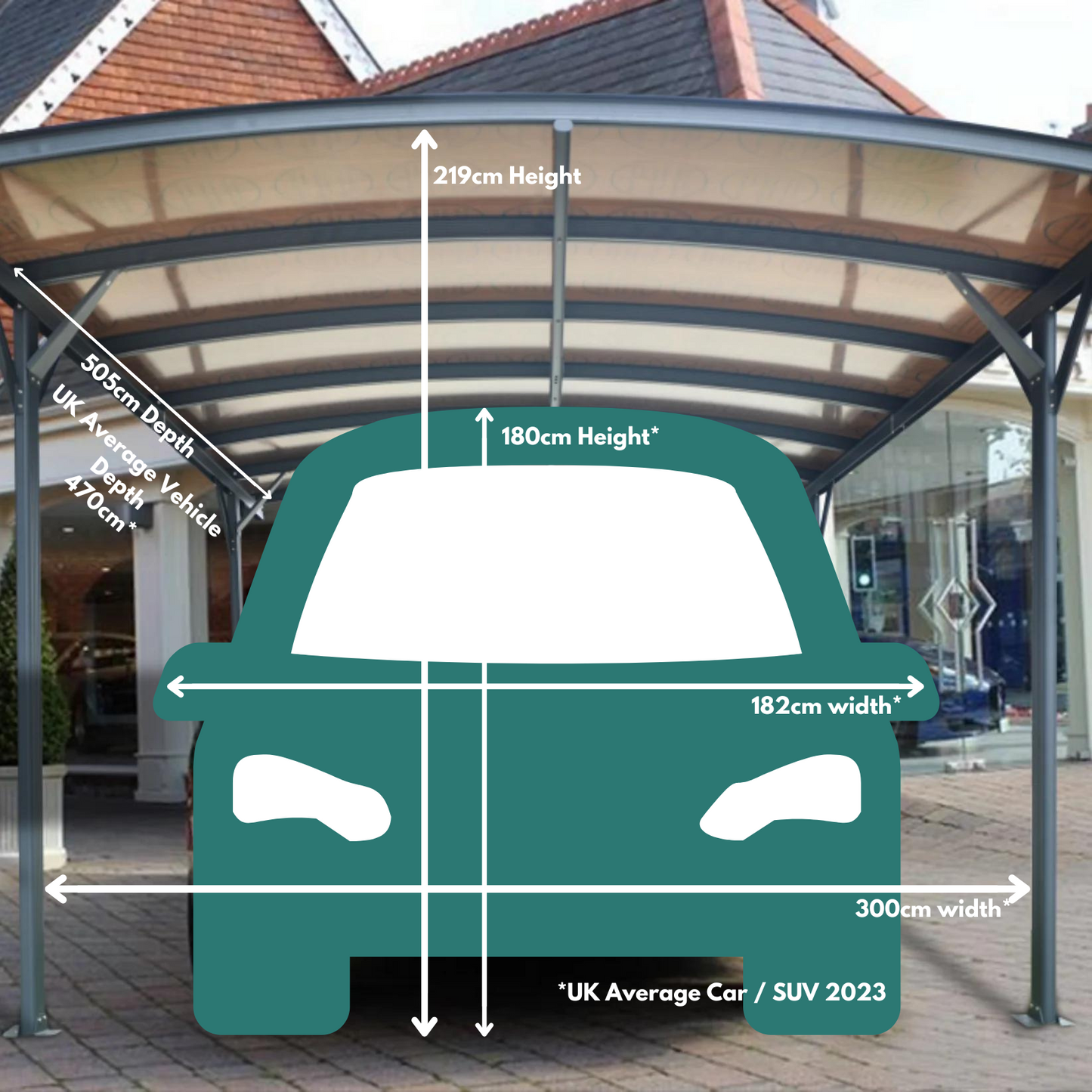 Kingston 10x16ft Aluminium Curved Carport