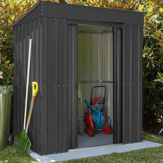 Globel Pent Metal Garden Shed - Choose Size