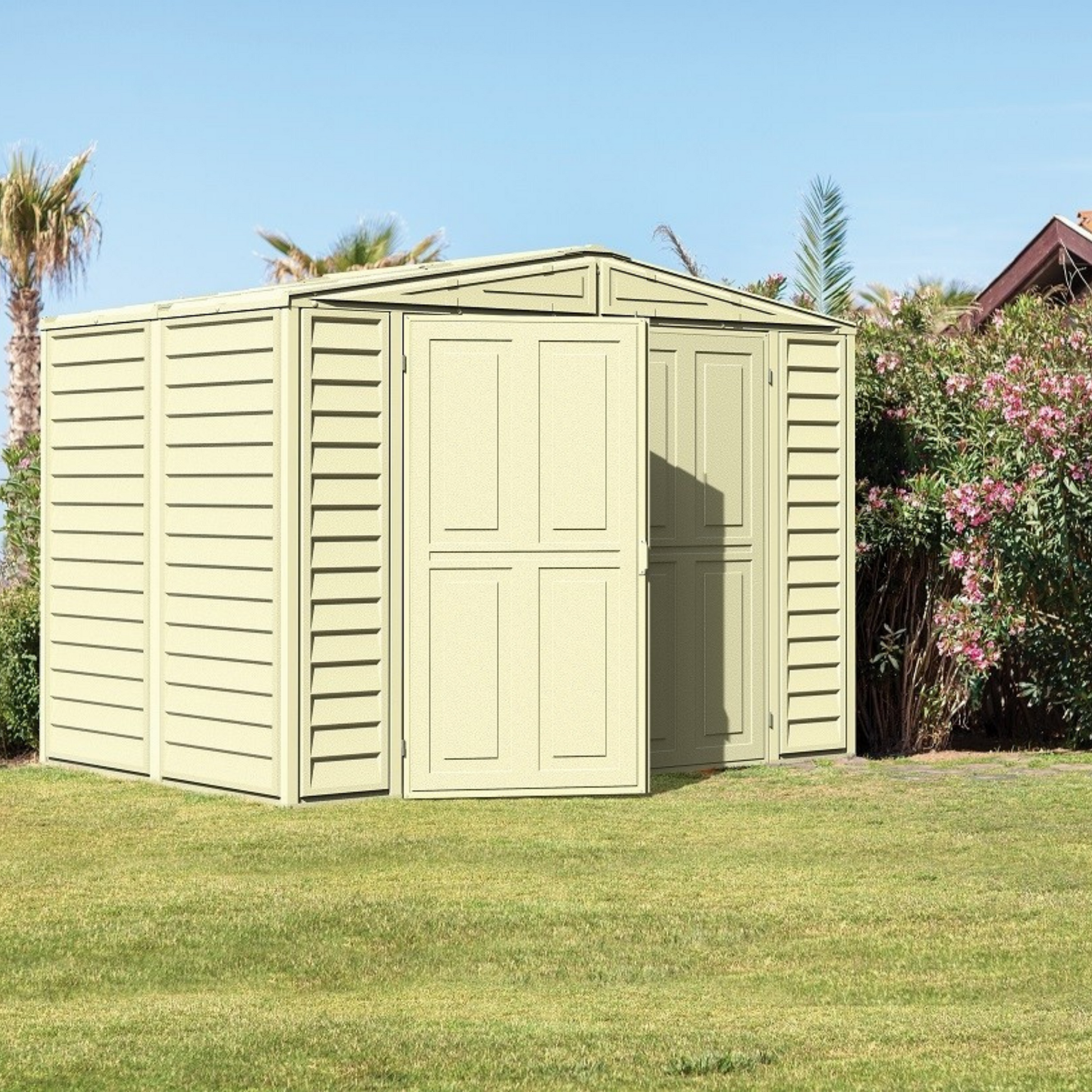 Saffron 8x5ft Vinyl Garden Shed with Foundation Kit